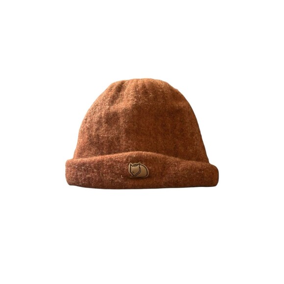 Fjallraven Byron Hat Wool Beanie One Size Orange Knit Ribbed Wool Logo 77388 - Picture 1 of 5